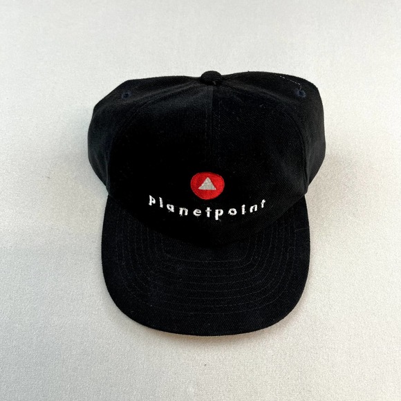 Vintage Technology Network Hat Strapback Black Red Planet Point Website Tech 90s - Picture 2 of 8